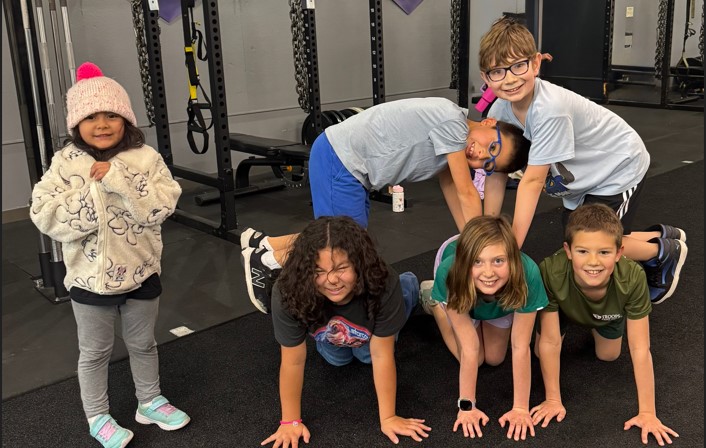 Kids working together building a pyramid at Sacramento homeschool PE